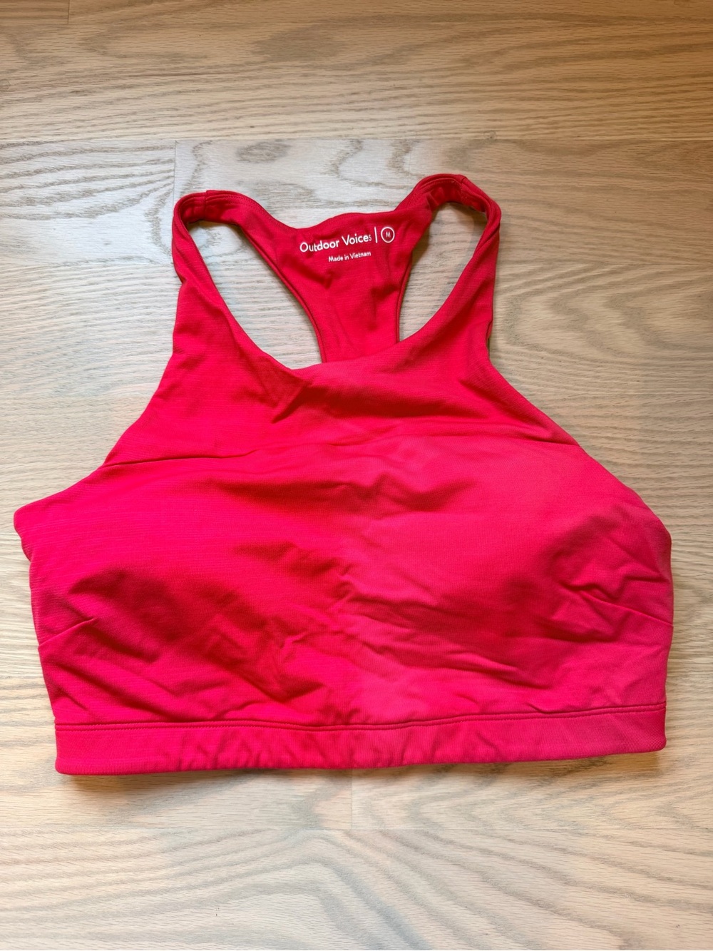Outdoor Voices Pale Red High-Neck Racerback Sports Bra